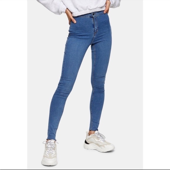 Topshop Denim - Topshop Moto Joni High Waist Skinny Jean 26 32 Mid Blue Super Stretch